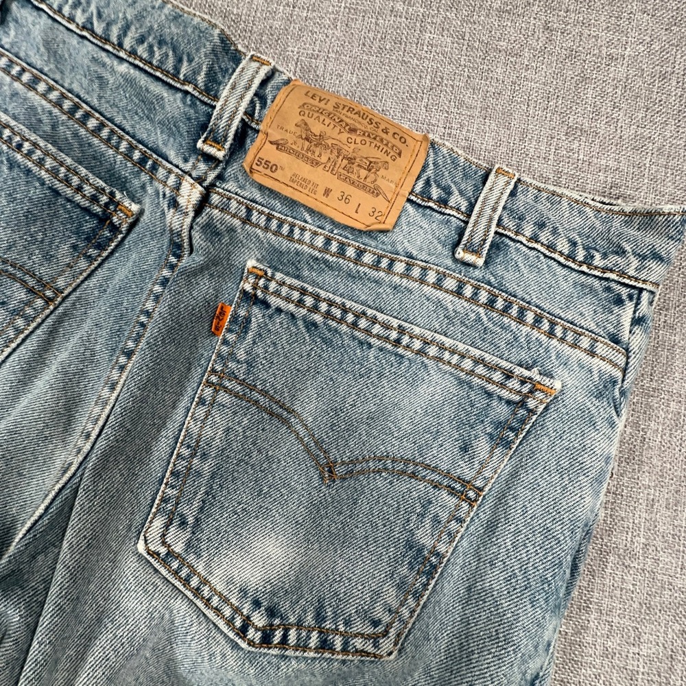 Vintage 90s Levi's 550 Jeans Mens 36x32 (Fits 34x31) Orange Tab USA Distressed